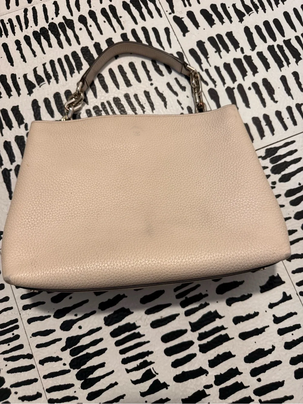 kate spade Cream Pebbled Leather Shoulder Bag with Gold Chain Accents